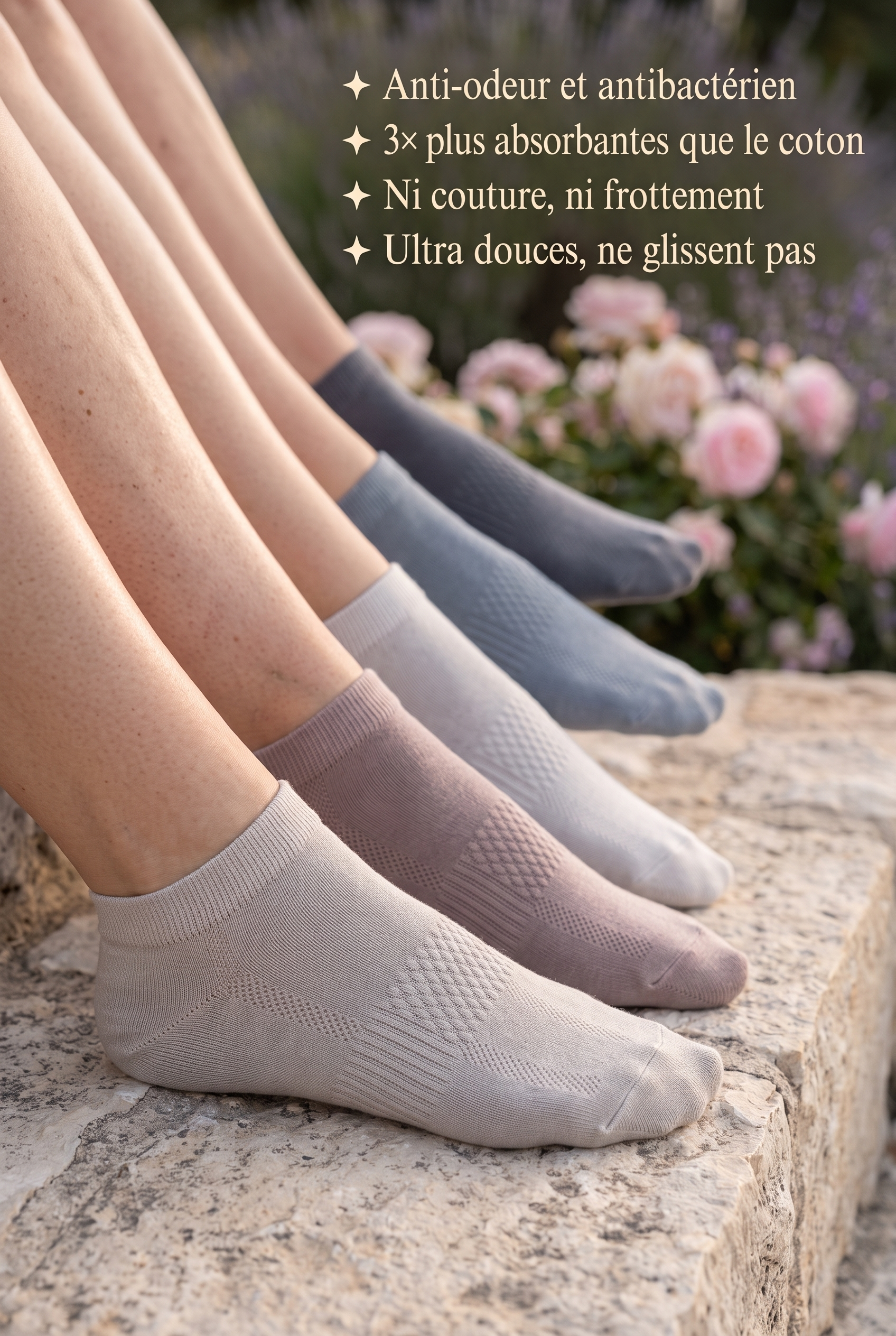 Chaussettes Courtes YELENA en bambou | Fini les pieds humides