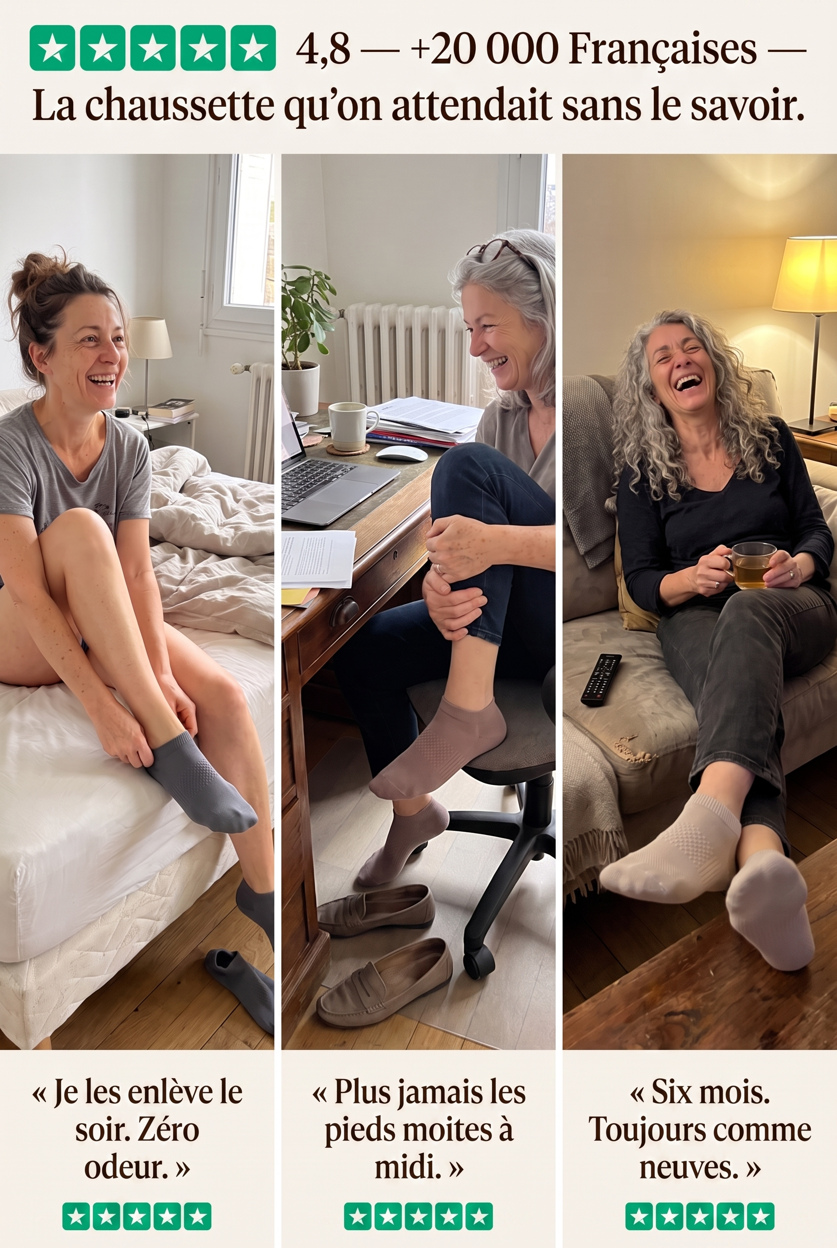 Chaussettes Courtes YELENA en bambou | Fini les pieds humides
