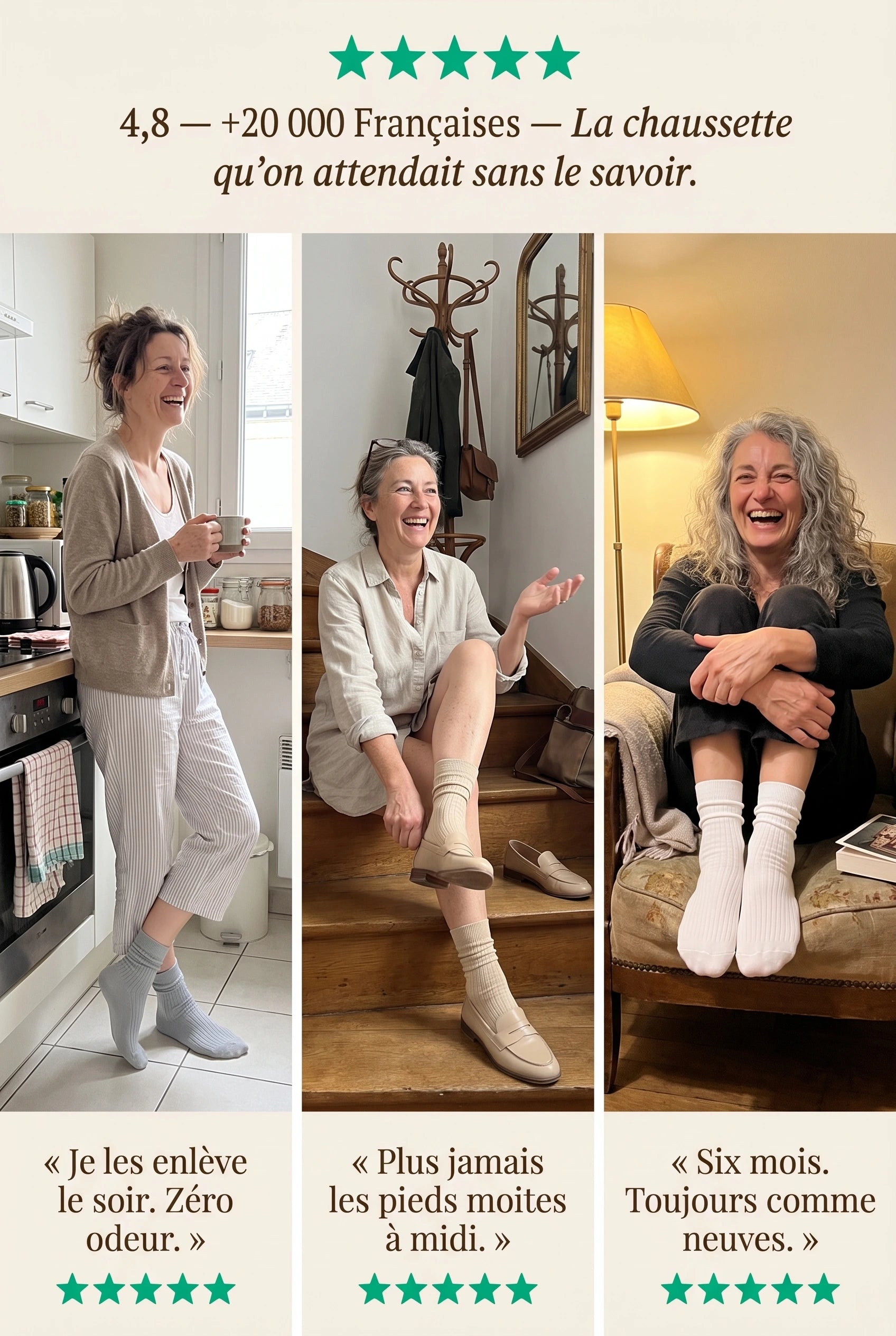 Chaussettes Hautes ANDY en bambou | Fini les pieds humides